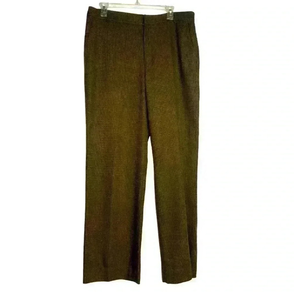 Lauren brown merino wool tweed fully lined straight leg trousers size 12 - Picture 1 of 11